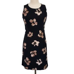 Tommy Hilfiger Sleeveless Dress Womens Size 4 Stretch Black Brown Floral